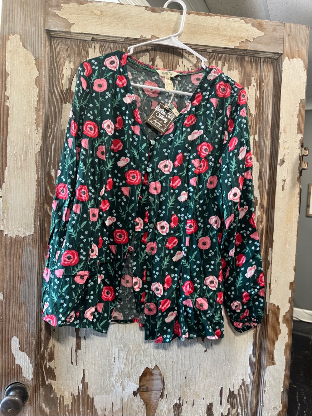 Matilda Jane Dark Green Floral Button-Front Blouse